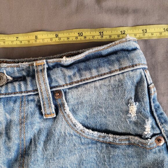 Abercrombie & Fitch Curve Love The Dad Cutoff Short Womens Sz 26 Blue High Rise - Picture 4 of 7